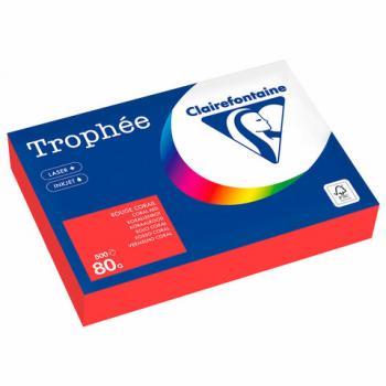 Бумага цветная CLAIREFONTAINE, А4, 80 г/м2, 500 л., интенсив, кораллово-красный, Фран, 8175PC - Премиум Сервис