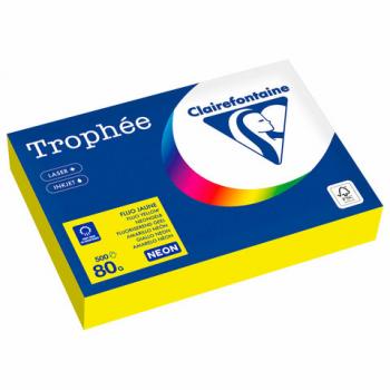Бумага цветная CLAIREFONTAINE, А4, 80 г/м2, 500 л., неон, желтый, Франция, 2977PC - Премиум Сервис