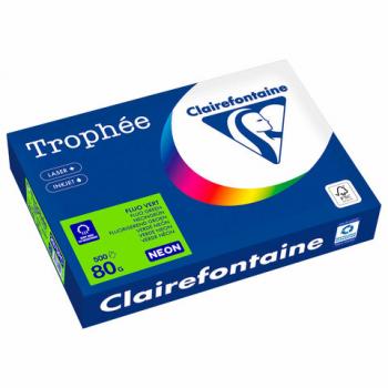 Бумага цветная CLAIREFONTAINE, А4, 80 г/м2, 500 л., неон, зеленый, Франция, 2975PC - Премиум Сервис
