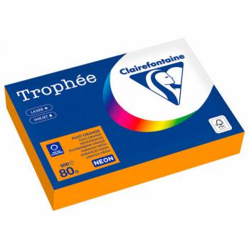 Бумага цветная CLAIREFONTAINE, А4, 80 г/м2, 500 л., неон, оранжевый, Франция, 2978PC - Премиум Сервис