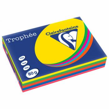 Бумага цветная CLAIREFONTAINE, А4, 80 г/м2, 500 л. (5 цв. x 100 л.), микс интенсив, Франция, 1704SC - Премиум Сервис