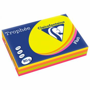 Бумага цветная CLAIREFONTAINE, А4, 80 г/м2, 500 л. (4 цв. x 125 л.), микс неон, Франция, 1705SC - Премиум Сервис