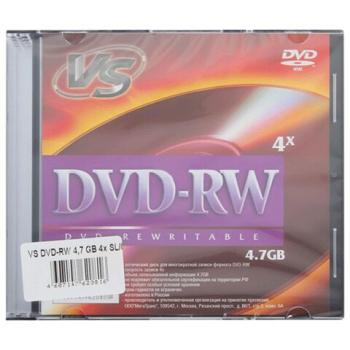 Диски DVD-RW VS, 4,7 Gb, 4x, Slim Case, комплект 5 шт., VSDVDRWSL501 - Премиум Сервис