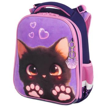 Ранец BRAUBERG PREMIUM, 2 отделения, с брелком, Paw prints, велюровая панель, 38х29х16 см, 273098 - Премиум Сервис