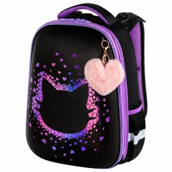 Ранец BRAUBERG SHINY, 2 отделения, с брелком, Pretty face, 38х28х14 см, 273142 - Премиум Сервис