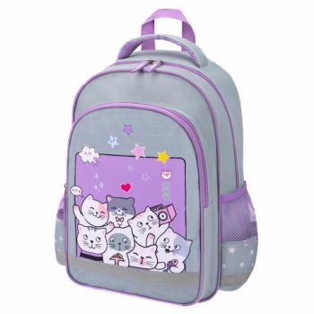Рюкзак ПИФАГОР SCHOOL, 1 отделение, 3 кармана, Cats selfie, 38x28х14 см, 273165 - Премиум Сервис