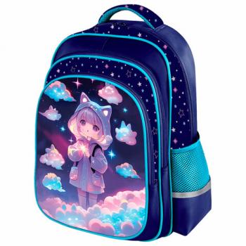 Рюкзак BRAUBERG KIDS FLOSSY, 2 отделения, 3 кармана, Sky girl, 3D панель, 40х28х18 см, 273179 - Премиум Сервис