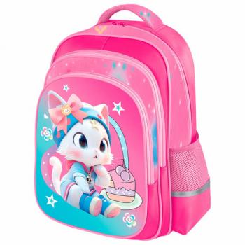 Рюкзак BRAUBERG KIDS FLOSSY, 2 отделения, 3 кармана, Sweet Kitten, 3D панель, 40х28х18 см, 273180 - Премиум Сервис