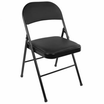 Стул складной BRABIX "Golf Plus CF-003 КОМФОРТ", черный каркас, кожзам черный, В КОРОБЕ, 533026 - Премиум Сервис