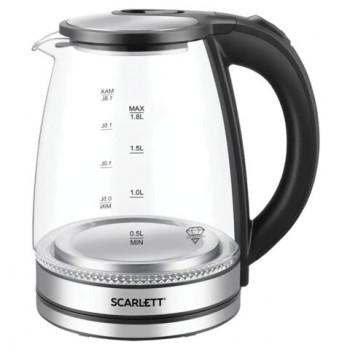 Чайник SCARLETT SC-EK27G103, 1,8л, 1800Вт, закрытый нагревательный элемент, стекло, ч - Премиум Сервис