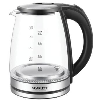 Чайник SCARLETT SC-EK27G103, 1,8л, 1800Вт, закрытый нагревательный элемент, стекло, ч - Премиум Сервис