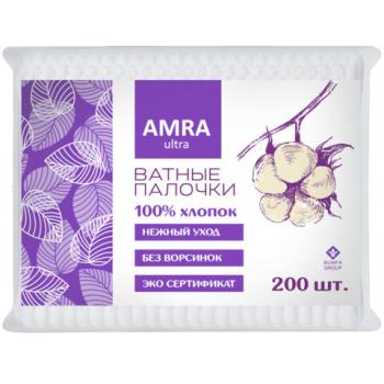 Ватные палочки 200 шт., AMRA, пакет, ш/к 82527, П00066646 - Премиум Сервис