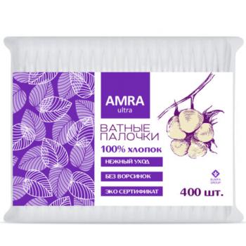 Ватные палочки 400 шт., AMRA, пакет, ш/к 88819, 1264 - Премиум Сервис