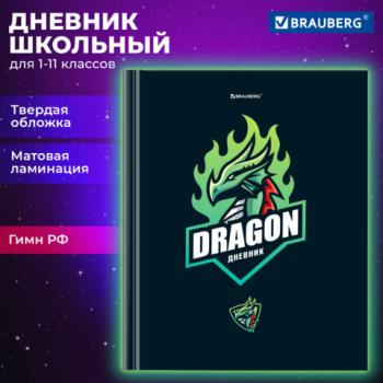 Дневник 1-11 класс 40 л., твердый, BRAUBERG, матовая ламинация, Dragon, 107178 - Премиум Сервис