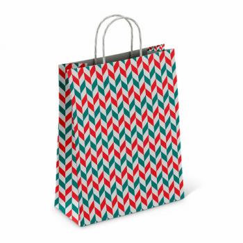 Крафт пакет бумажный Зигзаг 26х15х35см с кручеными ручками, плотность 100 гр/м2, белы, 113211 - Премиум Сервис