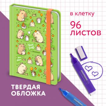 Блокнот с резинкой в клетку 96л, МАЛЫЙ ФОРМАТ А6 109х148, твердая обложка, ЮНЛАНДИЯ, Дизайн 1, 116337 - Премиум Сервис