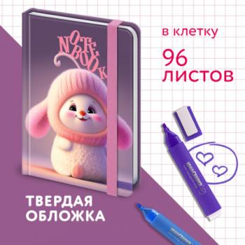 Блокнот с резинкой в клетку 96л, МАЛЫЙ ФОРМАТ А6 109х148, твердая обложка, ЮНЛАНДИЯ, Дизайн 2, 116338 - Премиум Сервис