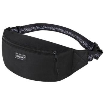 Сумка на пояс HEIKKI RIO (ХЕЙКИ), два отделения, регулируемый ремень, черная с бел, 38х12х8 см,272617 - Премиум Сервис