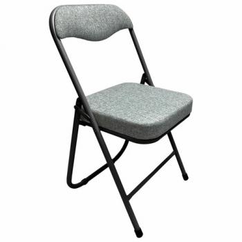 Стул складной для дома и офиса РС04К комфорт, черный каркас, рогожка светло-серая - Премиум Сервис