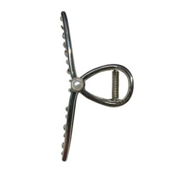 Краб для волос "Петелька", 11 см, с жемчужинкой, серебристый MONTE VITA 457017 - Премиум Сервис