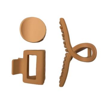 Крабы для волос НАБОР 3 шт, 4см/5см/11см, soft touch, коричневый MONTE VITA 457031 - Премиум Сервис