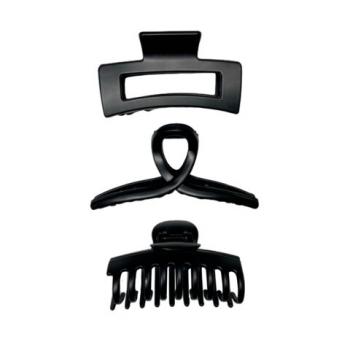 Крабы для волос НАБОР 3 шт, 8,5см/9см/11см, матовый, чёрный MONTE VITA 457032 - Премиум Сервис