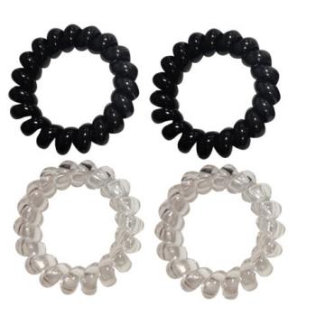 Резинки для волос НАБОР 4 шт, диаметр 5 см, пружинка, чёрный, прозрачный MONTE VITA 457056 - Премиум Сервис