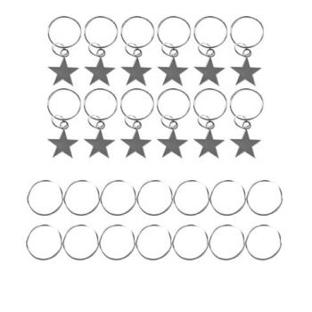 Колечки-пирсинг для волос 26 штук (12 со звездочками, 14 колечки), серебристый MONTE VITA 457106 - Премиум Сервис