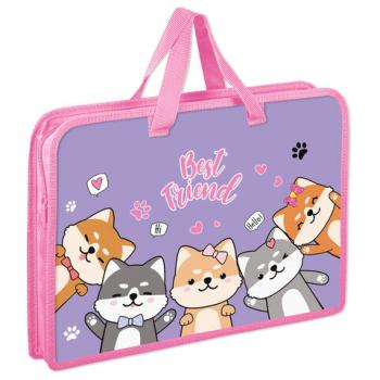 Папка на молнии с ручками ЮНЛАНДИЯ А4, 1 отделение, пластик, ширина 45 мм, Best fellows, 273356 - Премиум Сервис