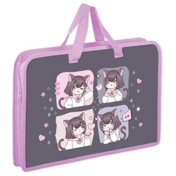 Папка на молнии с ручками ЮНЛАНДИЯ А4, 1 отделение, пластик, ширина 45 мм, Anime dreamer, 273357 - Премиум Сервис