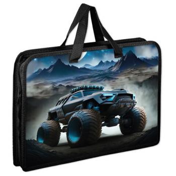 Папка на молнии с ручками ЮНЛАНДИЯ А4, 1 отделение, пластик, ширина 45 мм, Space driver, 273360 - Премиум Сервис