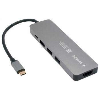 Док-станция GEMBIRD Type-C 5 в 1: 3хUSB3.1, PD100W, HDMI, кабель 17 см, алюминий, UHB-D1 - Премиум Сервис