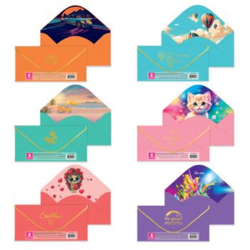 Конверт для денег "Soft Style" 166х82мм, софт тач, фольга, ЗОЛОТАЯ СКАЗКА, 6 дизайнов, 116362 - Премиум Сервис