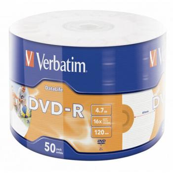 Диски DVD-R VERBATIM DataLife, 4,7 Гб 16x Bulk (термоусадка без шпиля), КОМПЛЕКТ 50 ш, 43791 - Премиум Сервис