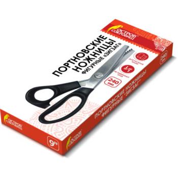 Ножницы портновские ФИГУРНЫЕ ЗИГЗАГ 240 мм, черные, пластиковые ручки, ОСТРОВ СОКРОВИЩ, 665600 - Премиум Сервис