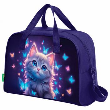 Сумка для занятий с плечевым ремнем, подкладкой BRAUBERG KIDS с ручками, 35x25x15см, Curious cat, 273291 - Премиум Сервис