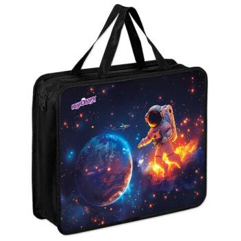 Папка на молнии с ручками ЮНЛАНДИЯ А4, 1 отделение, пластик, 80 мм, Space explorer, 273365 - Премиум Сервис