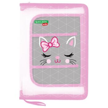 Папка для труда на молнии BRAUBERG KIDS А4, 1 отделение, прозрачная, органайзер, Tiny cutie, 273397 - Премиум Сервис