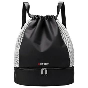 Рюкзак спортивный мешок HEIKKI ACTION (ХЕЙКИ) с отделением для обуви, вентилируемые стенки, 45х34 см, Total black, 273455 - Премиум Сервис