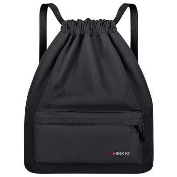 Рюкзак спортивный мешок HEIKKI CASUAL (ХЕЙКИ) с дополнительным карманом, 44х34 см, Total black, 273457 - Премиум Сервис