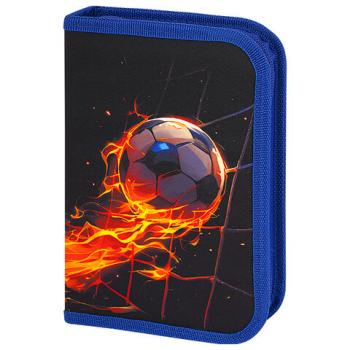 Пенал BRAUBERG, 1 отделение, 2 откидные планки, полиэстер, 21х14 см, Burning ball, 273529 - Премиум Сервис