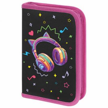 Пенал BRAUBERG с наполнением, 1 отделение, 1 откидная планка, 24 предмета, 21х14 см, Headphones, 273531 - Премиум Сервис