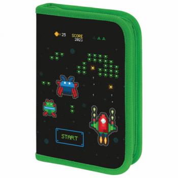 Пенал BRAUBERG с наполнением, 1 отделение, 1 откидная планка, 24 предмета, 21х14 см, Space strike, 273534 - Премиум Сервис