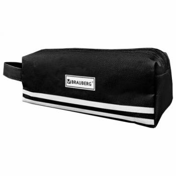 Пенал-органайзер BRAUBERG с ручкой, 2 отделения, полиэстер, 23x10 см, черный, 273592 - Премиум Сервис
