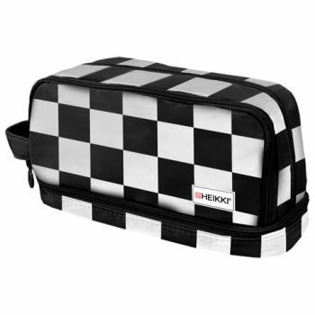 Пенал-органайзер HEIKKI (ХЕЙКИ) с ручкой, значки, 2 отделения, откидная планка, 22x13х10 см, Black&white, 273601 - Премиум Сервис