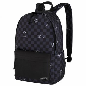 Рюкзак HEIKKI POSITIVE (ХЕЙКИ) универсальный, карман-антивор, Gray Chess, 42х28х14 см, 273855 - Премиум Сервис