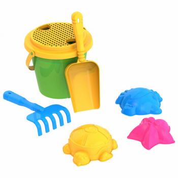 Набор для игр в песке: ведерко с ситом, совочек, грабельки, 3 формочки"Морские", НОРД, 95 - Премиум Сервис