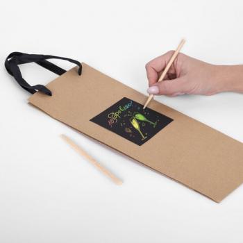 Пакет подарочный под бутылку КОМПЛЕКТ 7 шт., 13х8х36 см, скретч-слой + стилус, крафт, ЗОЛОТАЯ СКАЗКА, 591973 - Премиум Сервис