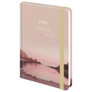 Ежедневник датированный 2026 с резинкой 145х203мм, А5, BRAUBERG, твердый, "Безмятежность", 117336 - Премиум Сервис