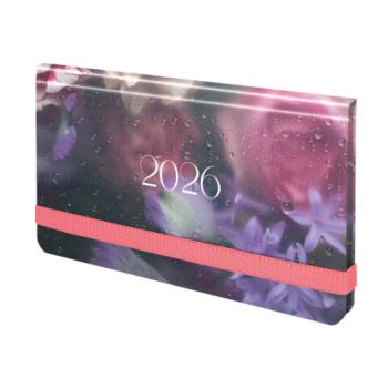 Еженедельник датированный 2026 с резинкой 171х93мм, BRAUBERG, твердый, УФ-ЛАК, 64л., "Цветы", 117348 - Премиум Сервис